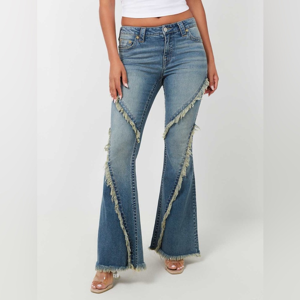 True Religion. W29 Frayed Flared Jeans